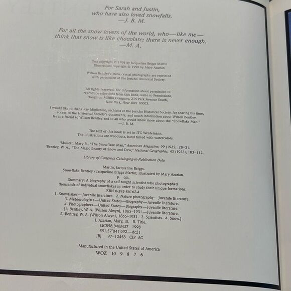 Snowflake Bentley, Caldecott Medal Book,  Jacqueline Briggs Martin - Picture 13 of 16